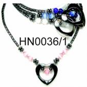 Colored Opal Beads Hematite Heart Pendant Beads Stone Chain Choker Fashion Women Necklace